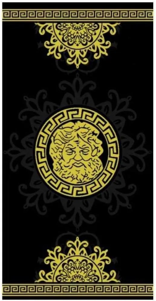 Velká plážová osuška s antickým motívom boha Zeusa – 100 % bavlna s vysokou gramážou 420 g/m² – nadštandardný rozmer 90×165 cm