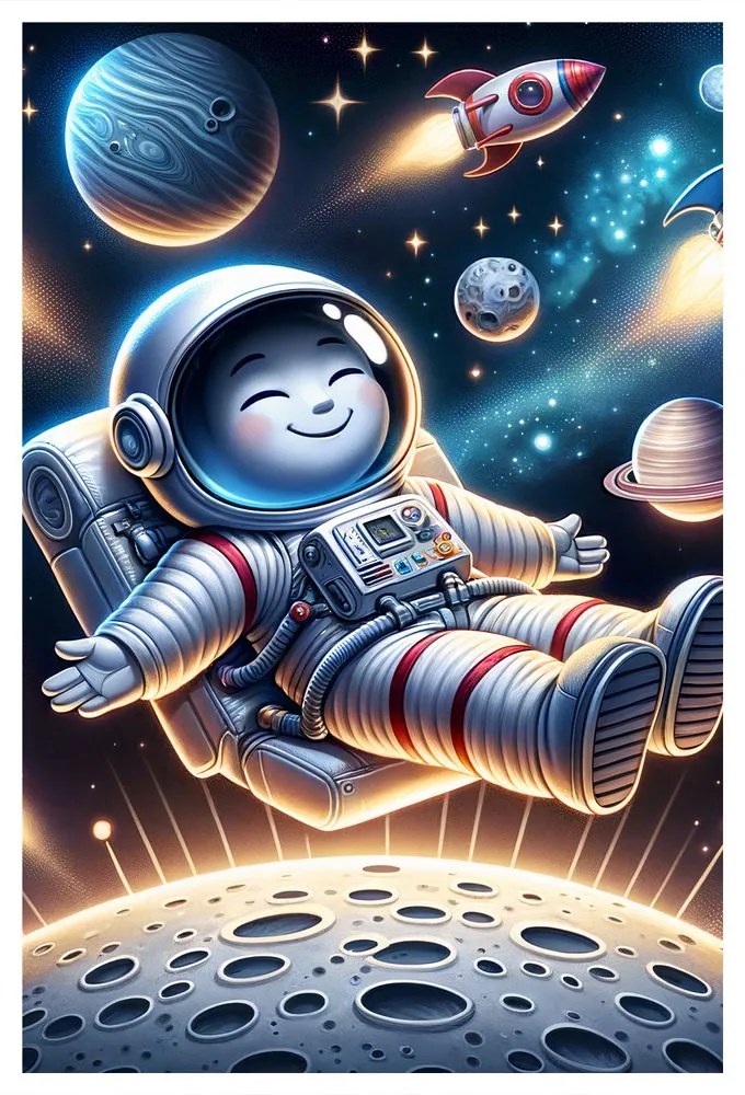 Obraz šťastný kozmonaut vo vesmíre