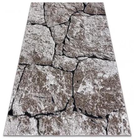 Moderný koberec COZY 8985 Brick Dlažba, kameň - Štrukturálny, dve vrstvy rúna, hnedá Veľkosť: 140x190 cm