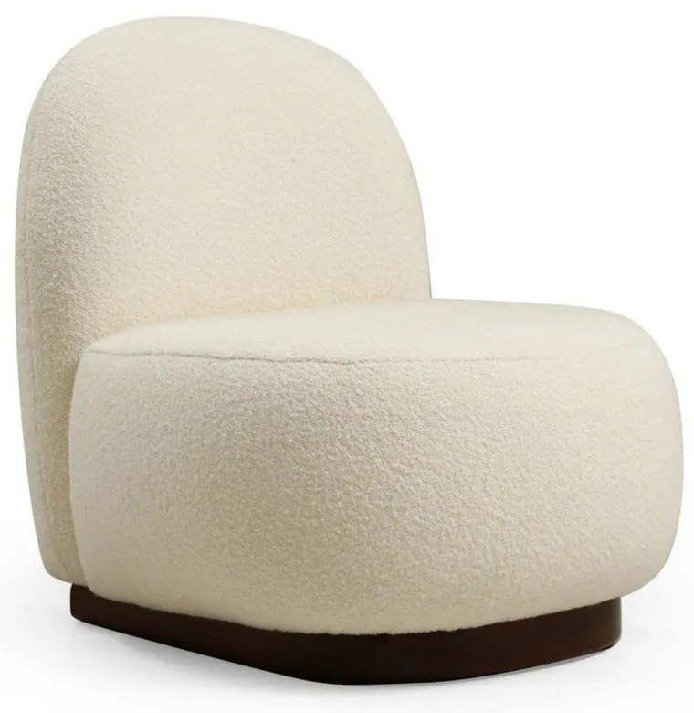 Biele kreslo z textílie buklé Tina – Artie