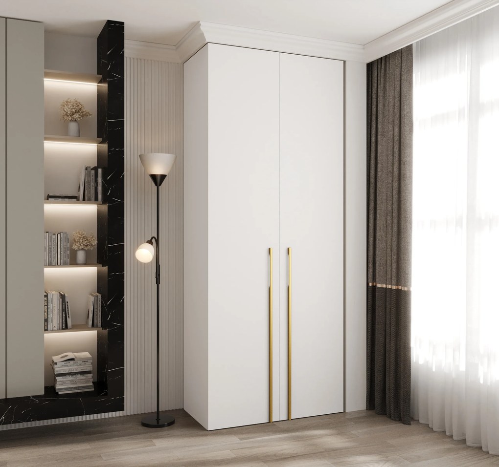 Šatníková skriňa 100 cm Carmela 50-3 (biela + zlatá). Akcia -20%. Vlastná spoľahlivá doprava až k Vám domov. 1126766
