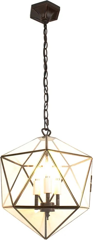 Kovové závesné svetlo so sklenenou výplňou Cranie - 30*30*135 cm E14/max 3*25W