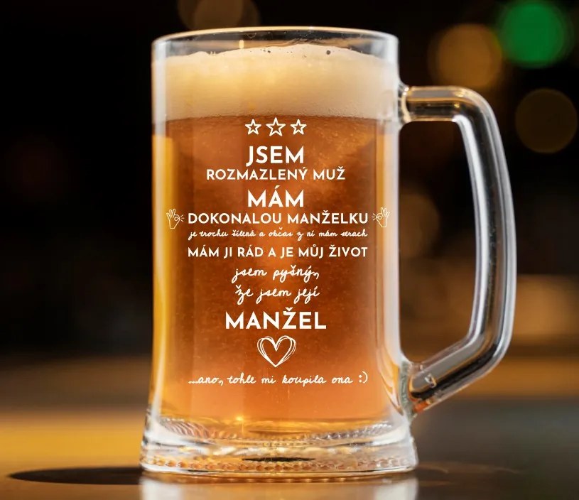 Dekorant Pivný polliter pre manžela ROZMAZLENÝ MUŽ