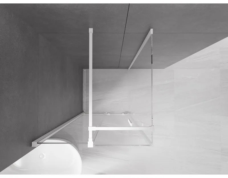 Mexen Velar, sprchový kút s posuvnými dverami 90(dvere) x 90(stena) cm, 8mm číre sklo, biela, 871-090-090-01-20