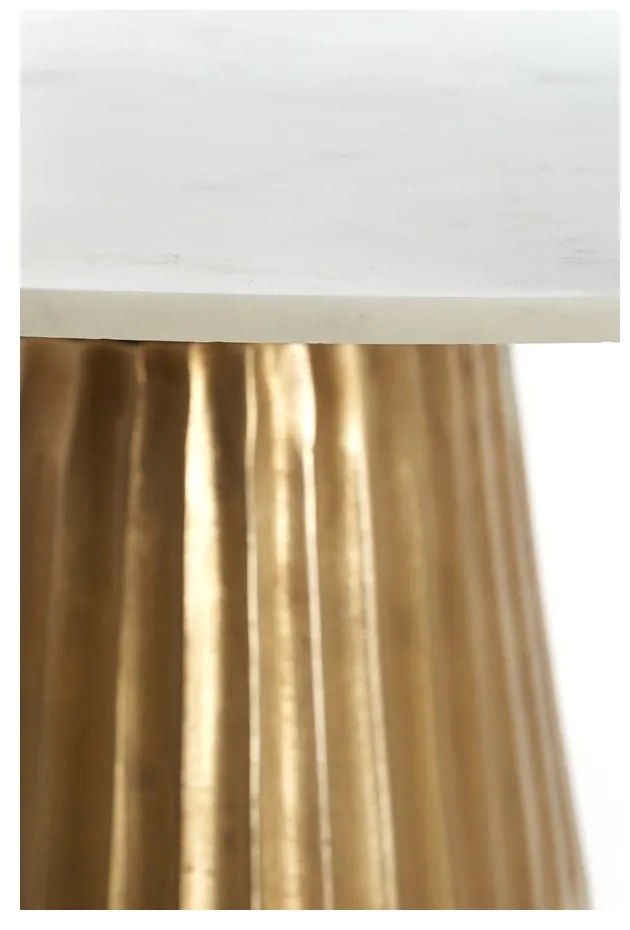 Okrúhly jedálenský stôl v bielej a bronzovej farbe s doskou v dekore mramoru ø 100 cm Leyda – Light & Living