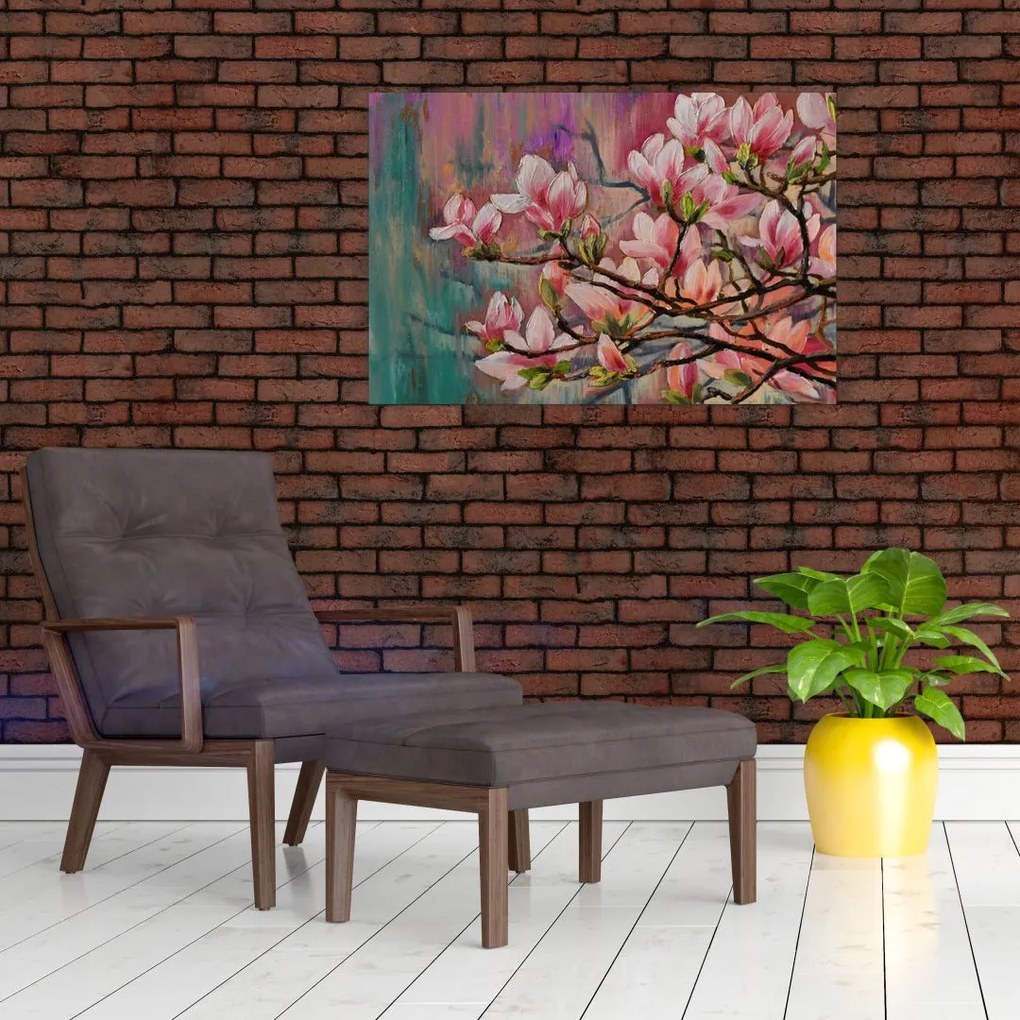 Obraz - Olejomaľba, Rozkvitnutá sakura (90x60 cm)