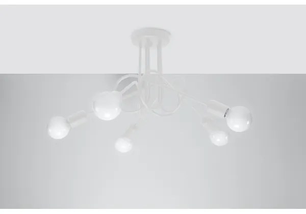 Sollux SL.1432 - Prisadený luster LOOP 5xE27/15W/230V biela