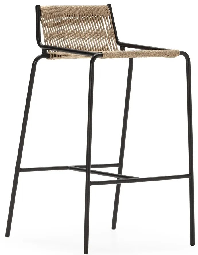 Béžová kovová barová stolička (výška sedadla 65 cm) Emily – Marckeric