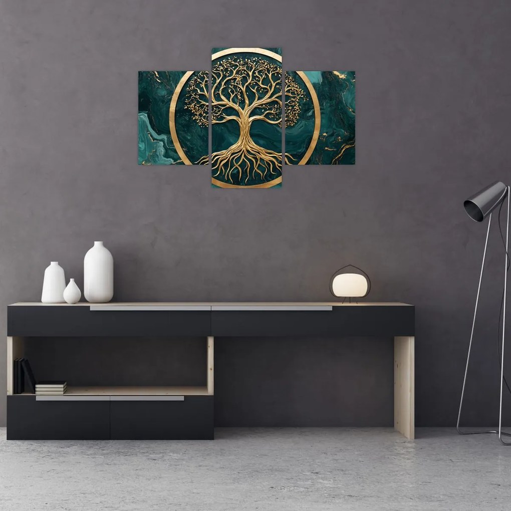 Obraz – Zlatý strom života v mramore (90x60 cm)