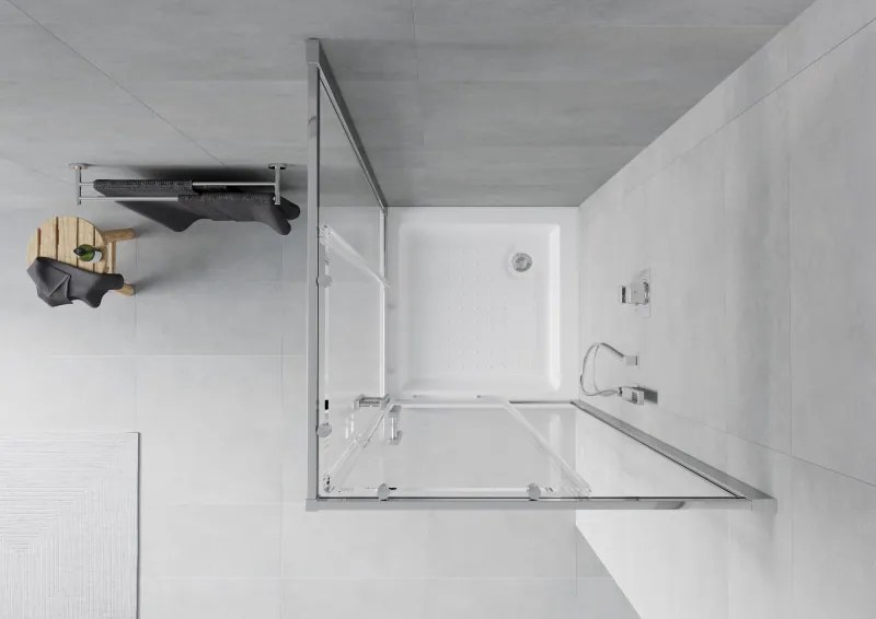 Mexen Rio, štvorcový sprchový kút 80 x 80 cm, 6mm číre sklo, chrómový profil + biela sprchová vanička RIO, 860-080-080-01-00-4510