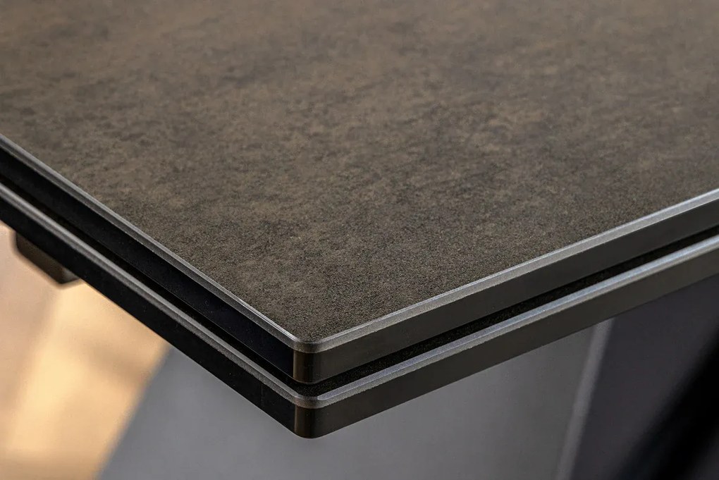 Jedálenský stôl TOMTOC 180-220-260 cm - keramický mramorový vzhľad rust/čierna