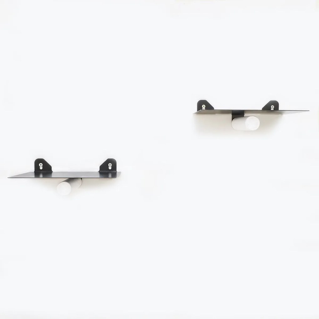 Nástenná polica Etora 2 kusy 21 cm čierna/biela