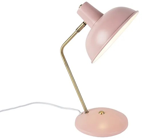 Retro stolná lampa ružová s bronzom - Milou
