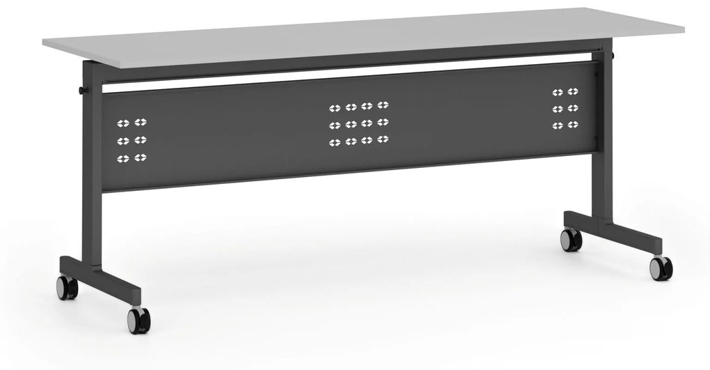 Mobilný stôl PRIMO MOBI, 1800 x 600 mm, čierna podnož, sivá