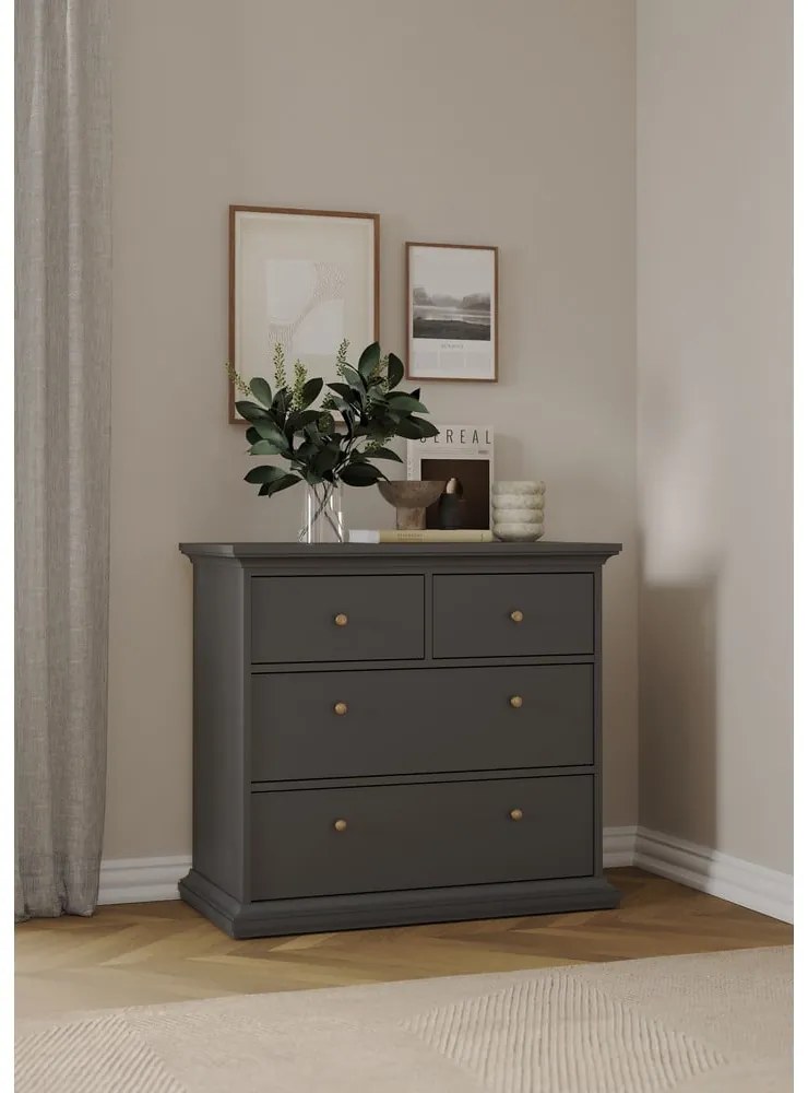 Sivá nízka komoda 96x87 cm Paris – Tvilum