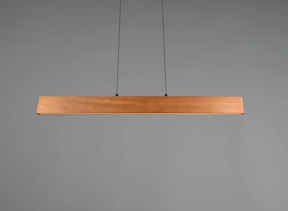 LED závesné svietidlo v prírodnej farbe s dreveným tienidlom Edgewood – Trio