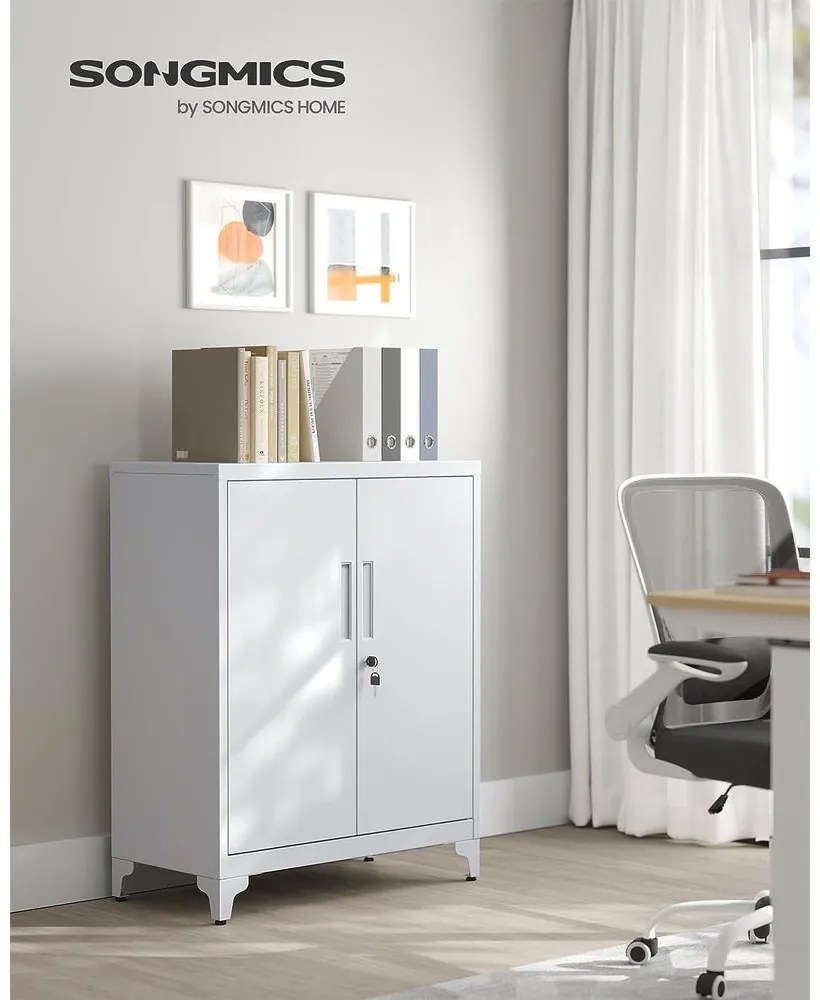 SONGMICS Oceľová kartotéka s 2 uzamykateľnými dvierkami – OMC013 Farba: čierna