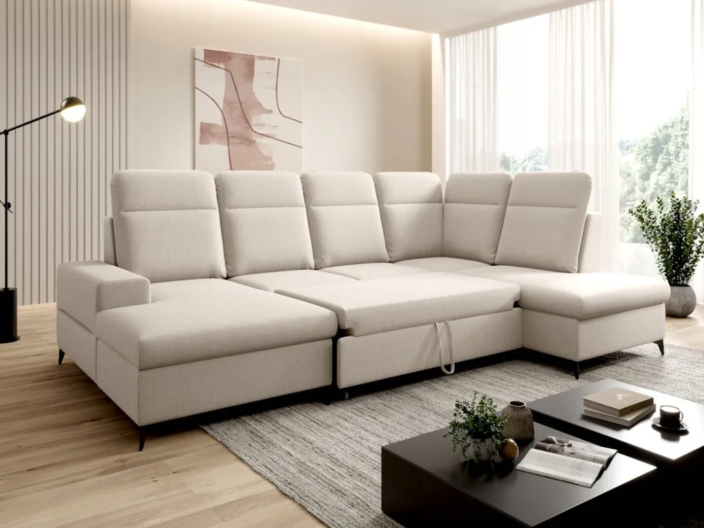 Moderná rozkladacia rohová sedačka veľké U 320x202x108 opierky hlavy Sage 2 O-sofa