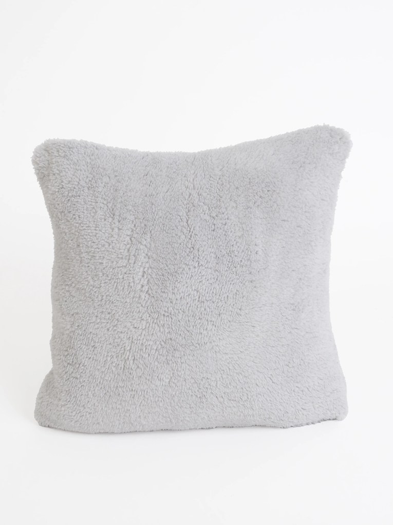Baránková obliečka na vankúšik mikroplyš 40 × 40 cm – Teddy svetlo sivá