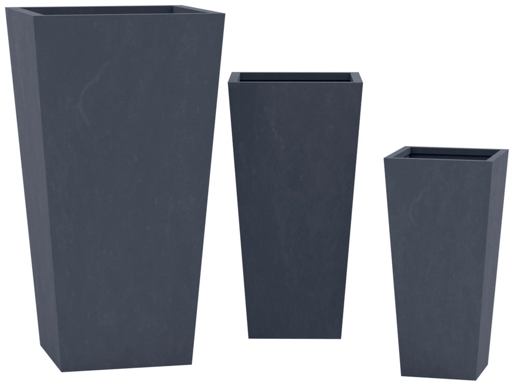 Sada 3 ks kvetináčov 2 square - antracitová