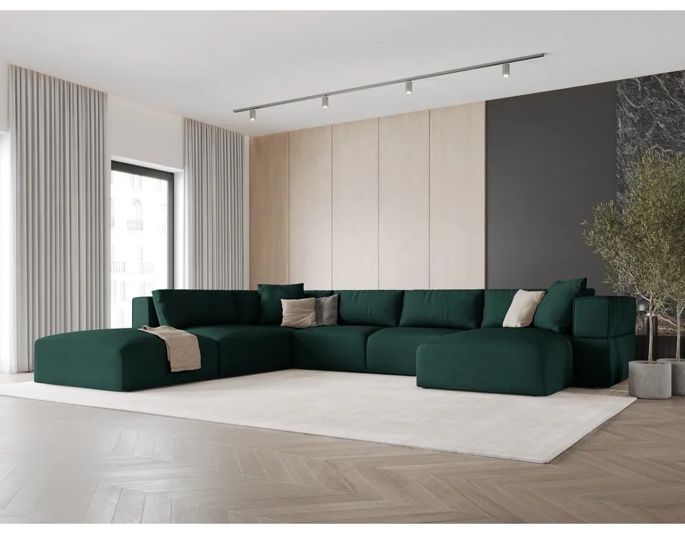 Zelená rohová pohovka do "U", ľavý roh Esther - Milo Casa