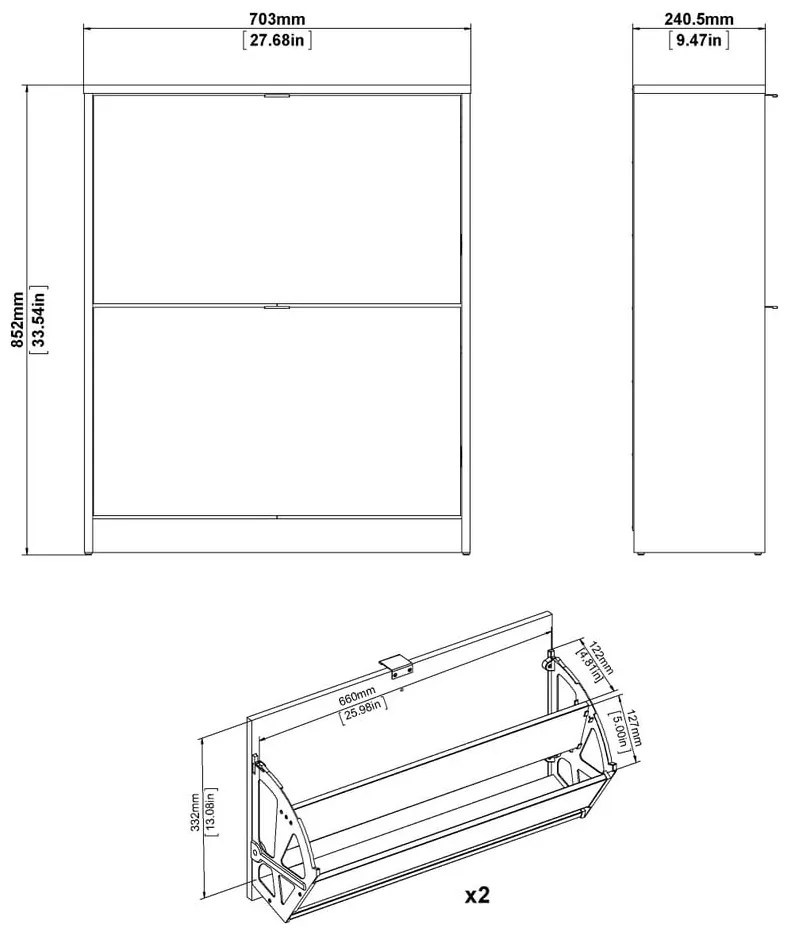 Sivá výklopná skrinka na topánky Shoes – Tvilum