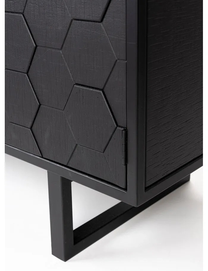 Čierna nízka komoda z borovicového dreva 140x58 cm Linc - White Label