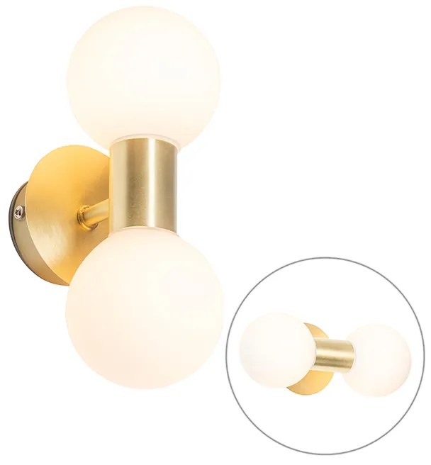 Moderná nástenná lampa zlatá IP44 2-svetlá - Cederic