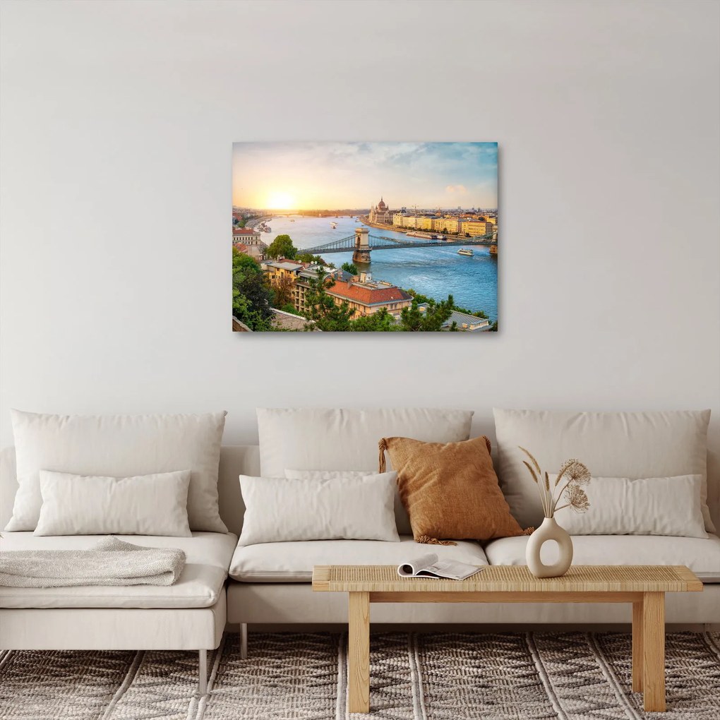 Obraz mesta Budapešť s riekou (70x50 cm)