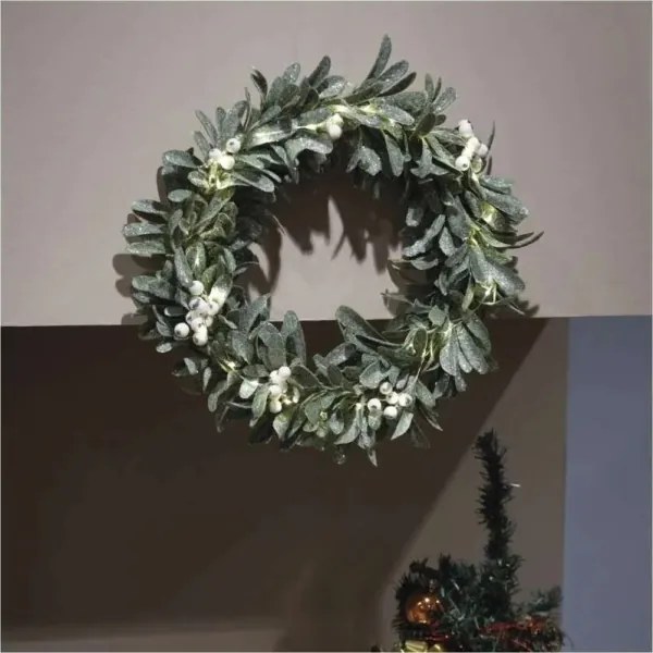 LED vianočný veniec 25× LED, napájanie 3× AA, priemer 35 cm