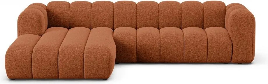 Ženilková rohová pohovka v tehlovej farbe (ľavý roh/s leňoškou) Lupine – Micadoni