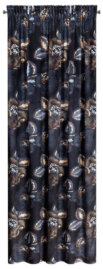ZATEMŇOVACÍ ZÁVES NA PÁSKE LIMITED COLLECTION PEONIA2 140X270 CM ČIERNA
