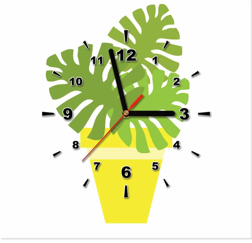Gario Obraz s hodinami Rastlinka v črepníku Rozmery: 40 x 40 cm