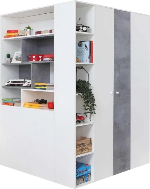 Šatňová šatníková skriňa Sigma 1, biela mat / betón