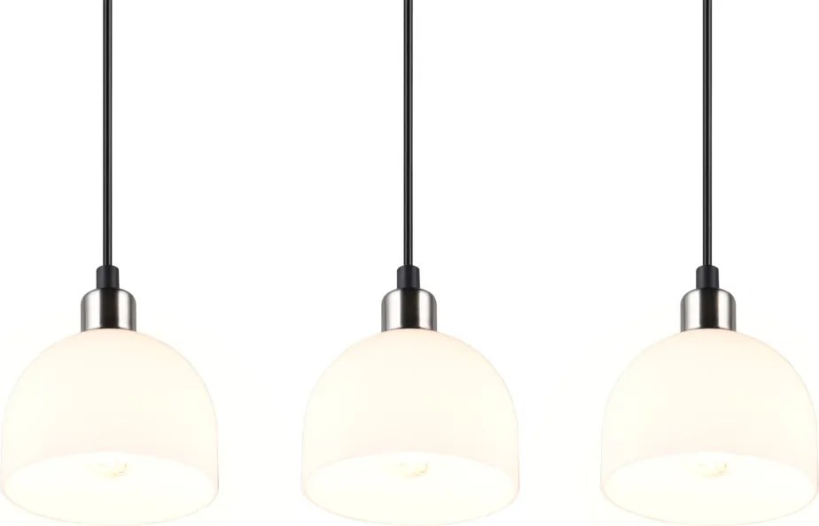 Závesné stropné osvetlenie Molly, matný nikel/biele sklo