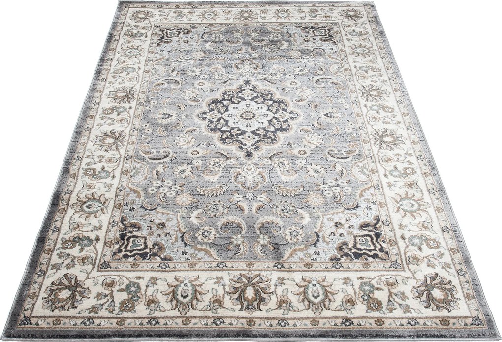 Sivý obdĺžnikový koberec Dubai CHU – polypropylén, nízky vlas Rozmer: 80x150 cm