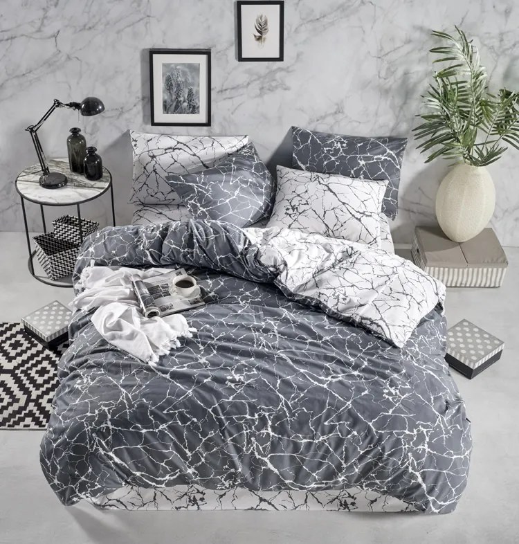 Obliečky bavlnené Mramor deluxe TiaHome - 1x Vankúš 90x70cm, 1x Paplón 140x220cm