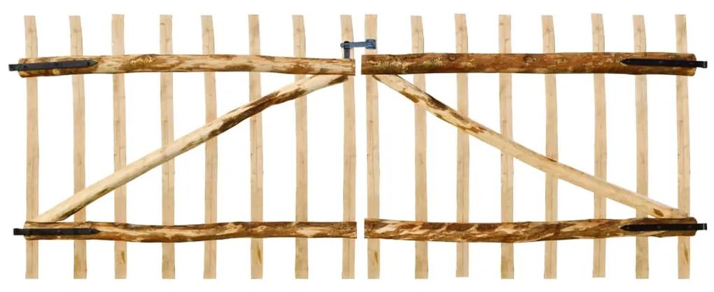 vidaXL Dvojkrídlová brána z lieskového dreva, 300x120 cm