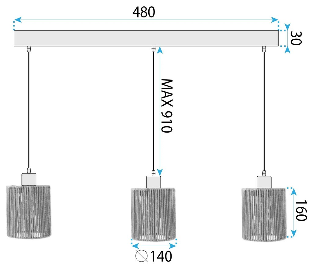 Toolight Toolight, závesné svietidlo 3xE27, APP1821-3CP, čierna matná-hnedá, OSW-00622