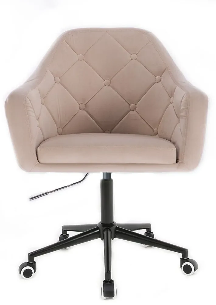 LuxuryForm DESIGN Kreslo ANDORA VELUR na čierne podstave s kolieskami - krémové