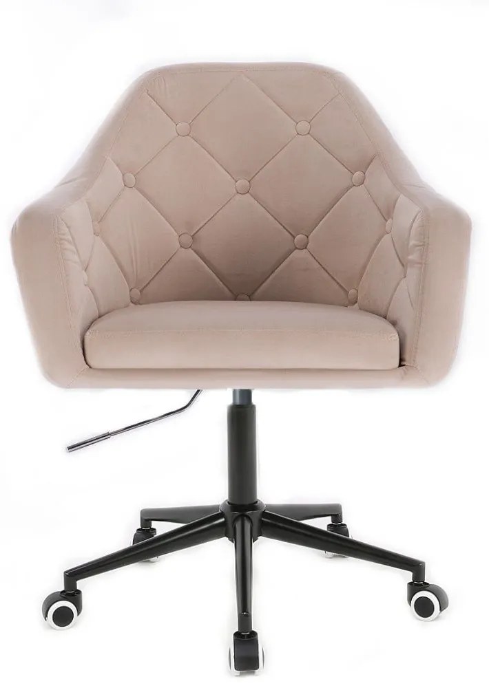 LuxuryForm DESIGN Kreslo ANDORA VELUR na čiernej podstave s kolieskami - krémové