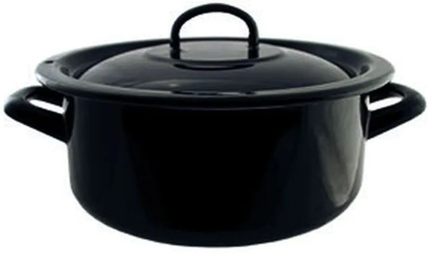 Čierny smaltovaný hrniec s pokrievkou Blacck - Ø20cm - 2,8L