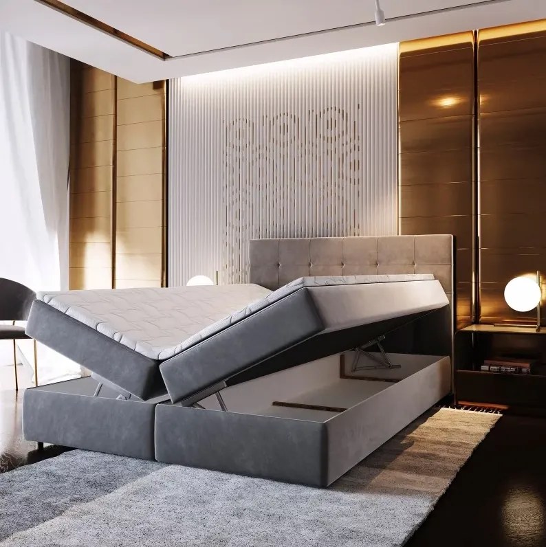 Čalúnená posteľ boxspring GLORIEN 160x200 cm purpurová Matrac: Bonell pružinová matrac