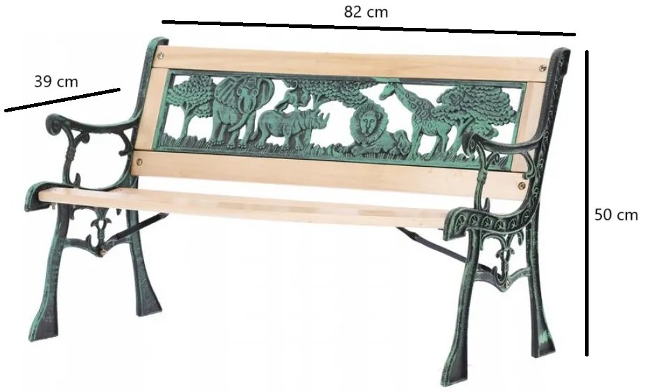 Dětská zahradní lavice ELARA 82 cm z masivu/zelená