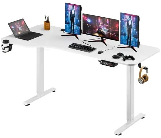 Výškovo nastaviteľný kancelársky stôl biely-160x75x118 cm