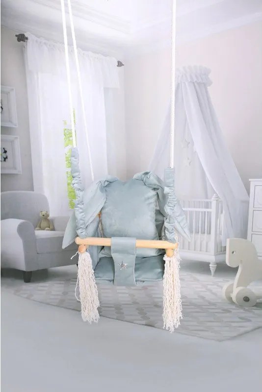 Hojdačka pre deti králik/sivá