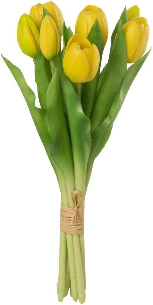 Kytica 7ks žltých realistických tulipánov - 31cm