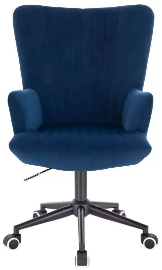 LuxuryForm DESIGN Kreslo AMADEO VELUR na čiernej podstave s kolieskami - modré