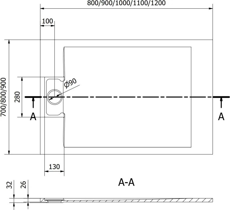 Mexen Otto obdĺžnikový sprchový kút SMC 100 x 90 cm, čierny - 4N709010