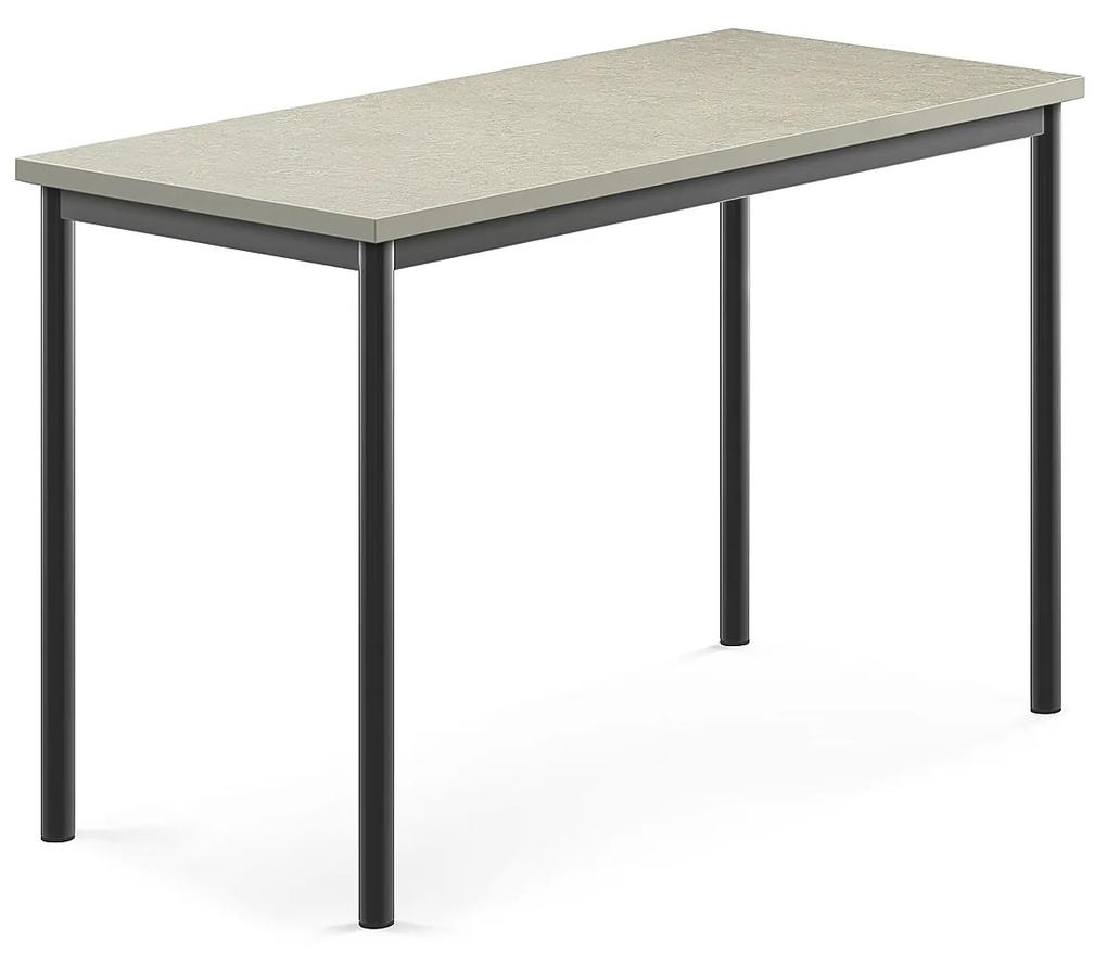 Stôl SONITUS, 1200x600x760 mm, linoleum - svetlošedá, antracit